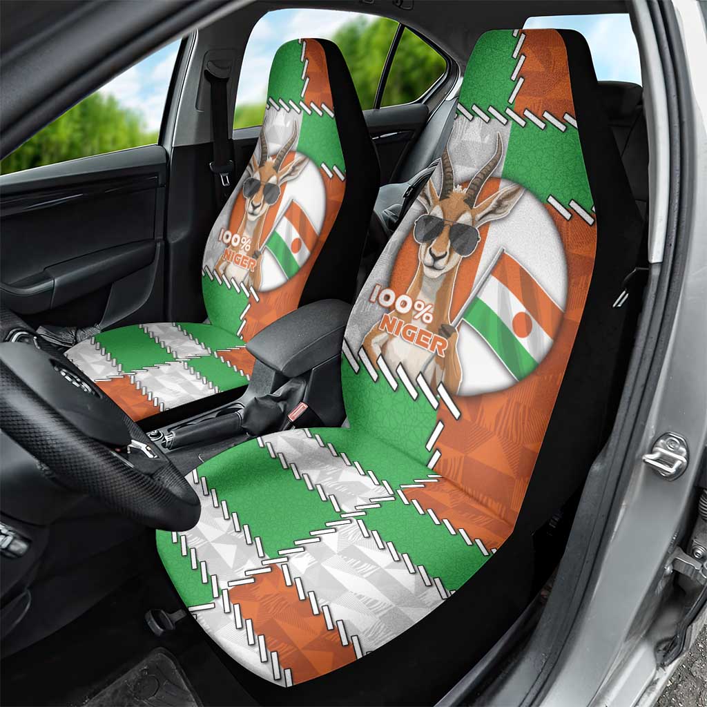 Niger Car Seat Cover Dama Gazelle Waving Flag Funny Style