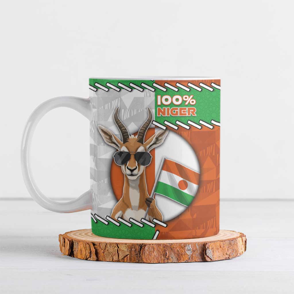 Personalized Niger Ceramic Mug Dama Gazelle Waving Flag Funny Style