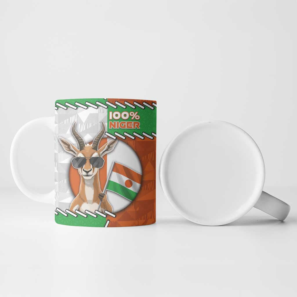 Personalized Niger Ceramic Mug Dama Gazelle Waving Flag Funny Style