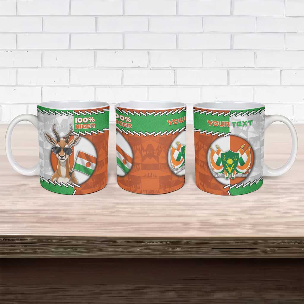 Personalized Niger Ceramic Mug Dama Gazelle Waving Flag Funny Style