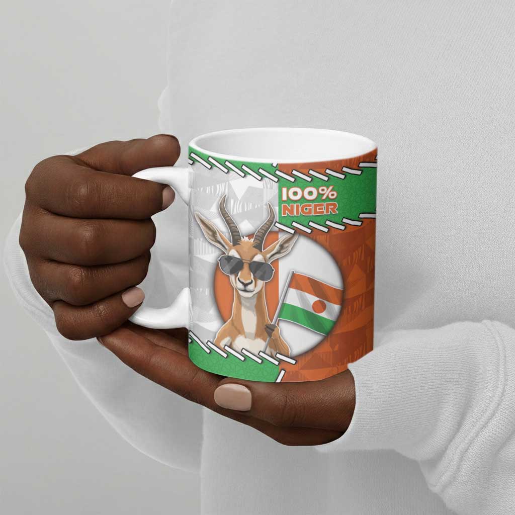 Personalized Niger Ceramic Mug Dama Gazelle Waving Flag Funny Style