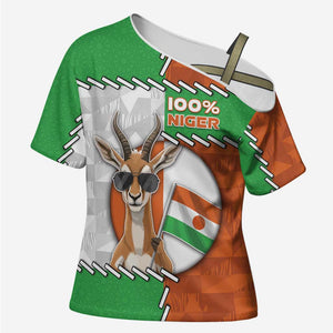 Personalized Niger Cross Shoulder Shirt Dama Gazelle Waving Flag Funny Style