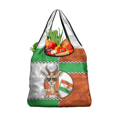Niger Grocery Bag Dama Gazelle Waving Flag Funny Style