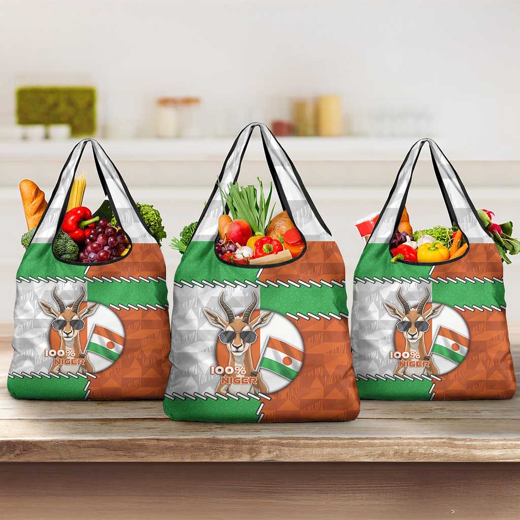 Niger Grocery Bag Dama Gazelle Waving Flag Funny Style