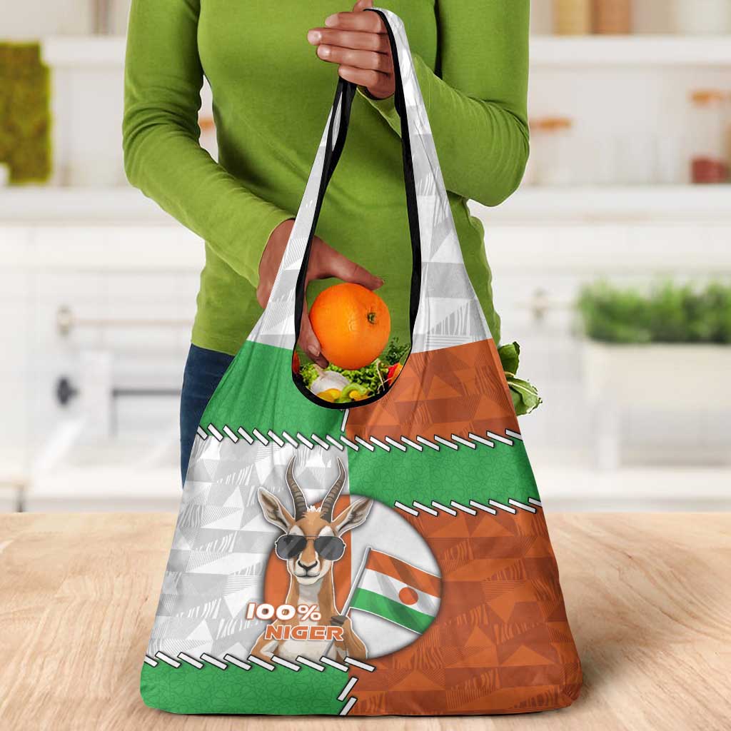 Niger Grocery Bag Dama Gazelle Waving Flag Funny Style