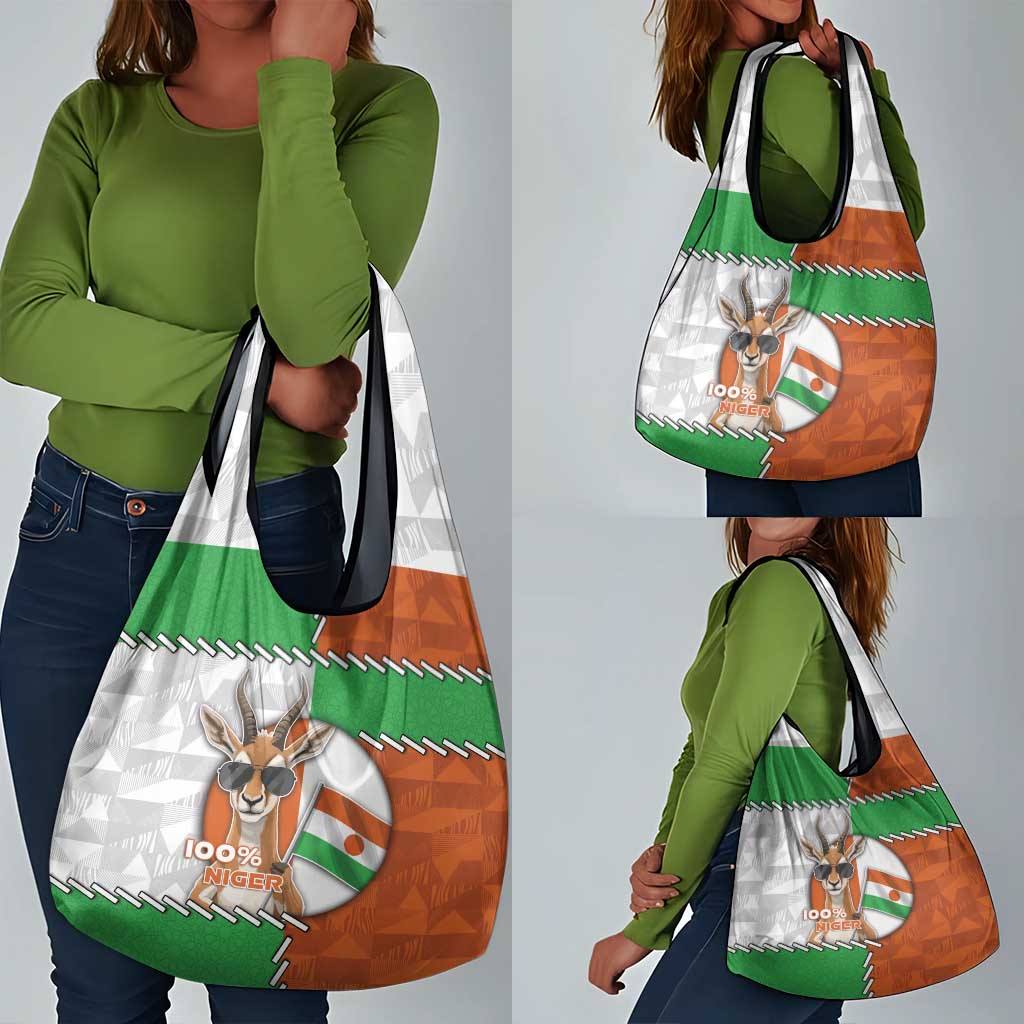 Niger Grocery Bag Dama Gazelle Waving Flag Funny Style