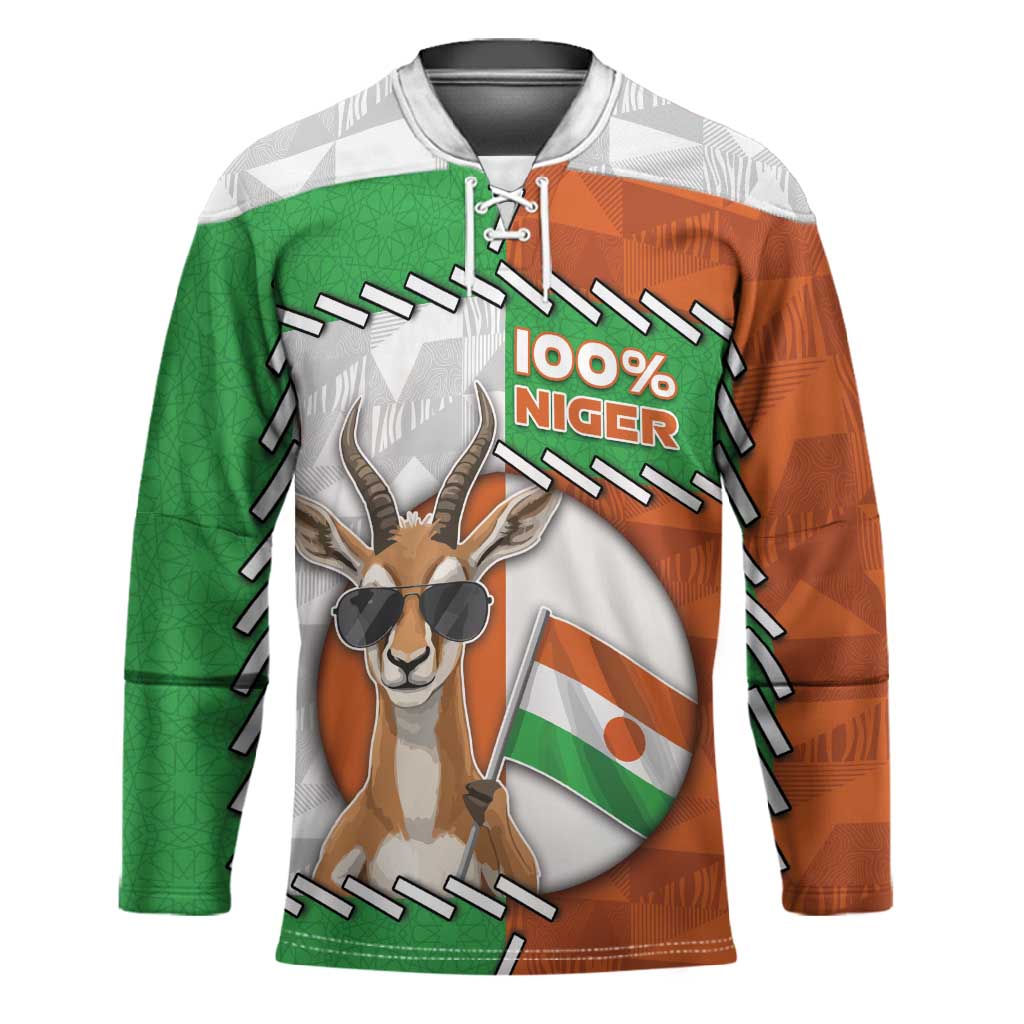 Personalized Niger Hockey Jersey Dama Gazelle Waving Flag Funny Style