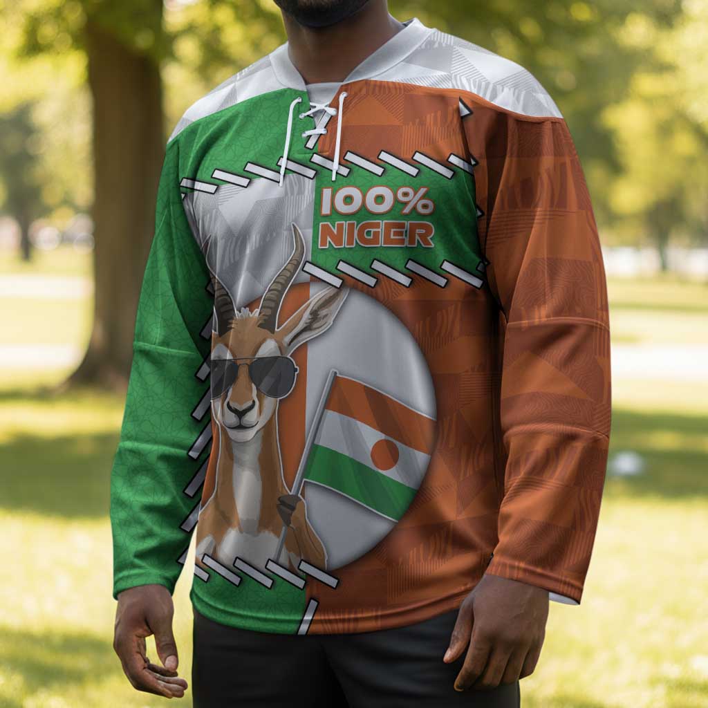Personalized Niger Hockey Jersey Dama Gazelle Waving Flag Funny Style