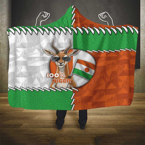 Niger Hooded Blanket Dama Gazelle Waving Flag Funny Style