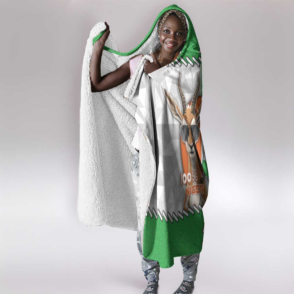 Niger Hooded Blanket Dama Gazelle Waving Flag Funny Style
