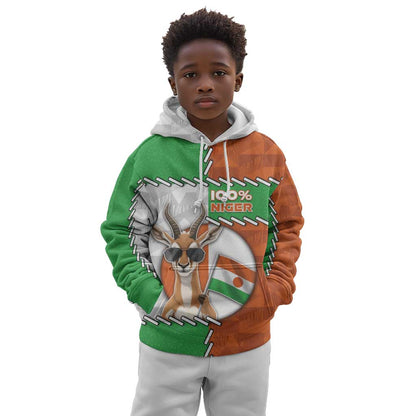 Personalized Niger Kid Hoodie Dama Gazelle Waving Flag Funny Style
