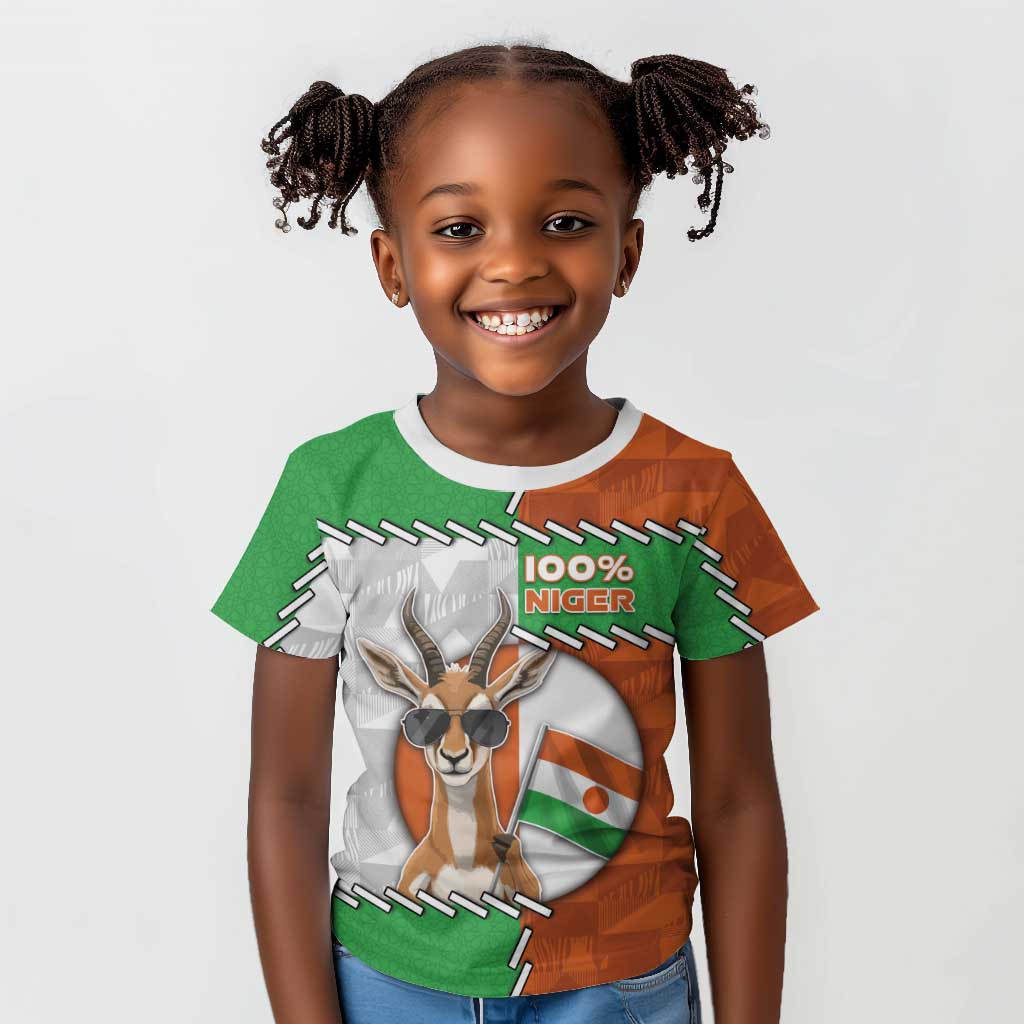 Personalized Niger Kid T shirt Dama Gazelle Waving Flag Funny Style