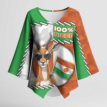 Personalized Niger Kimono Sleeve Blouse Dama Gazelle Waving Flag Funny Style
