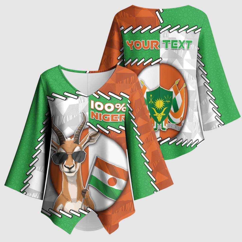 Personalized Niger Kimono Sleeve Blouse Dama Gazelle Waving Flag Funny Style
