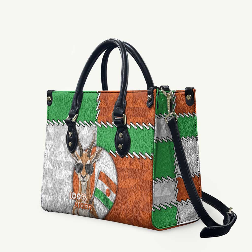 Niger Leather Bag Dama Gazelle Waving Flag Funny Style