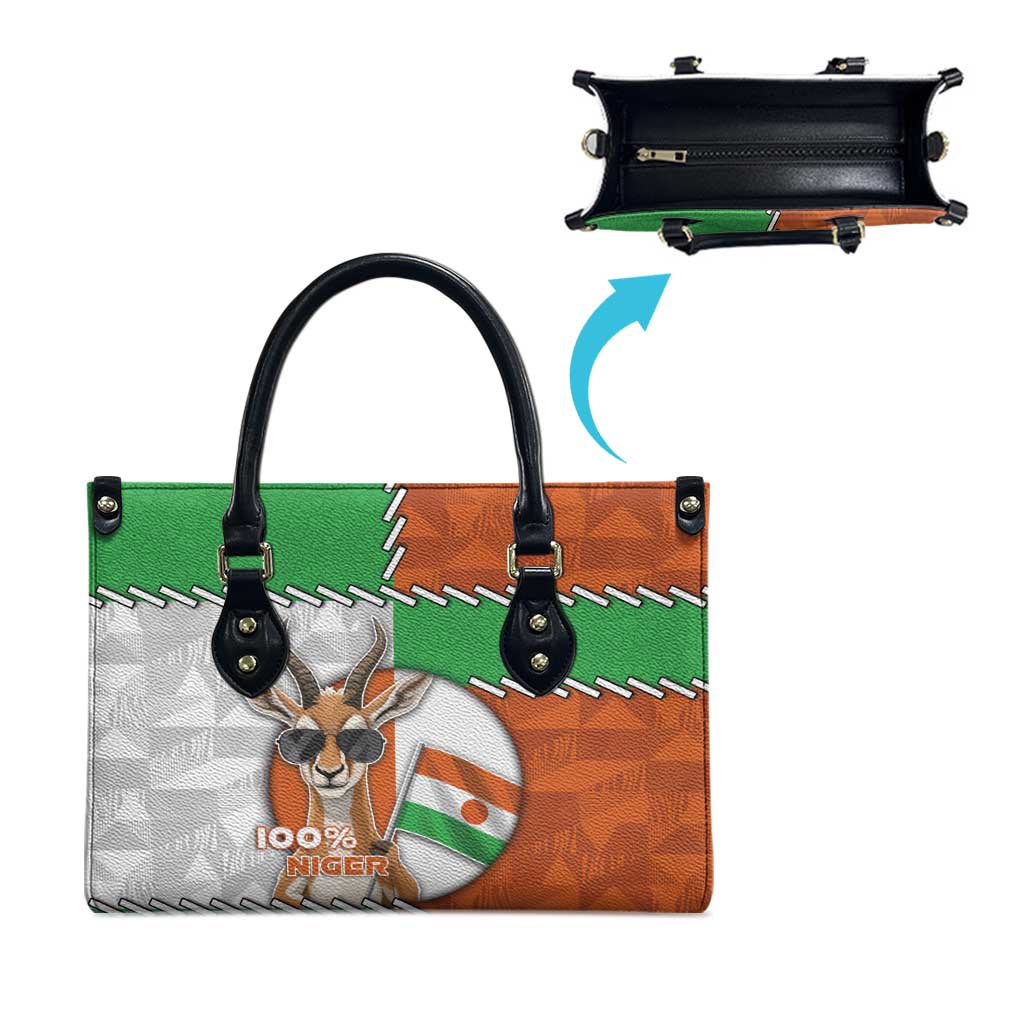Niger Leather Bag Dama Gazelle Waving Flag Funny Style