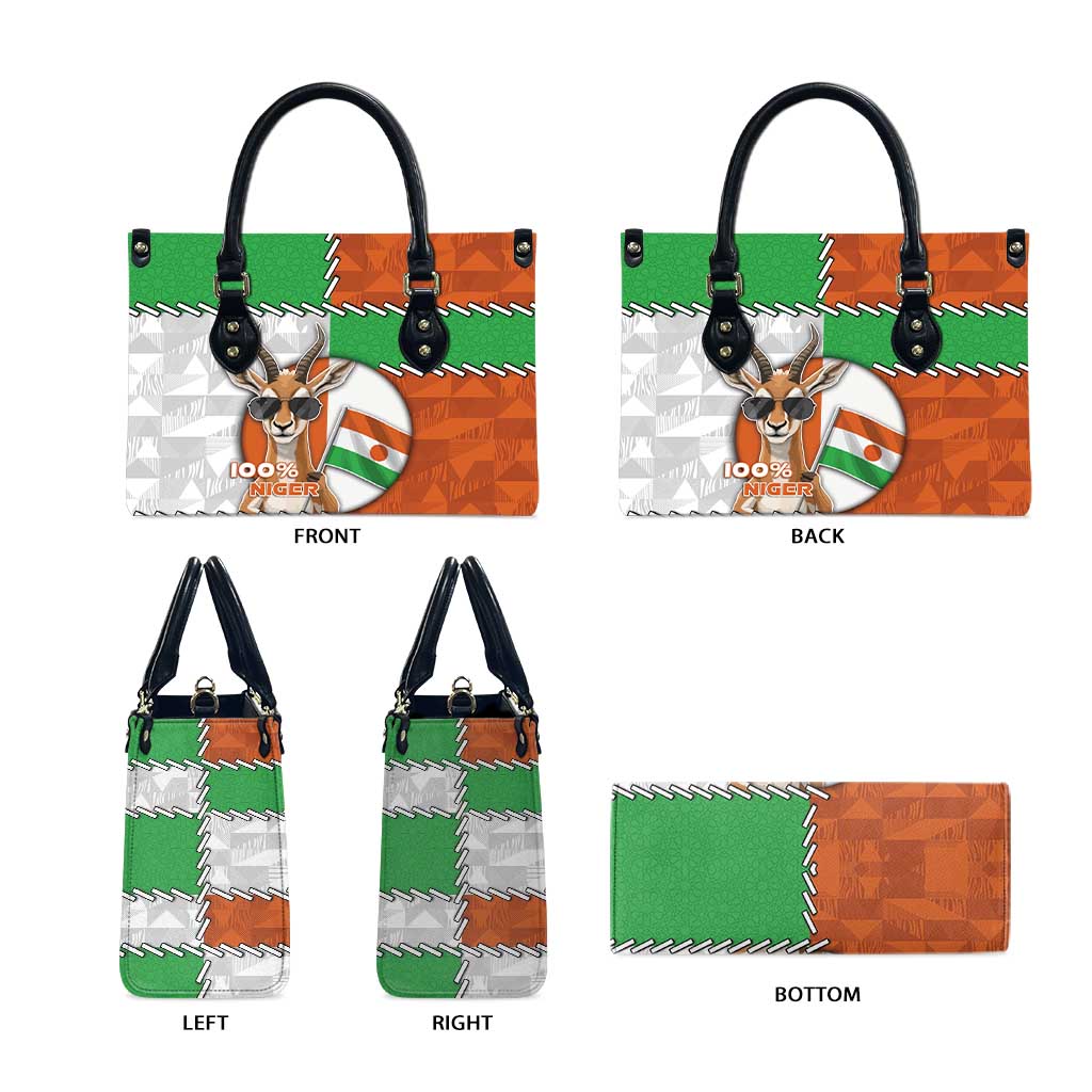 Niger Leather Bag Dama Gazelle Waving Flag Funny Style