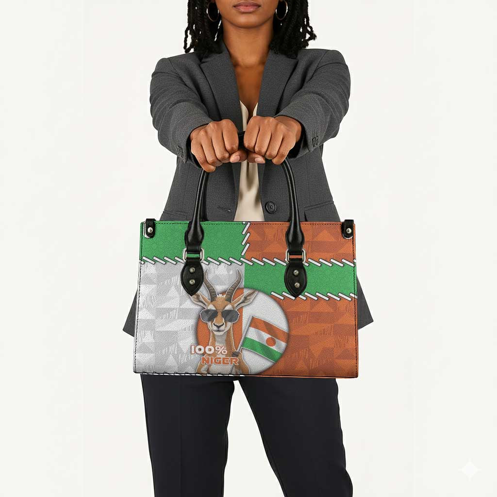 Niger Leather Bag Dama Gazelle Waving Flag Funny Style