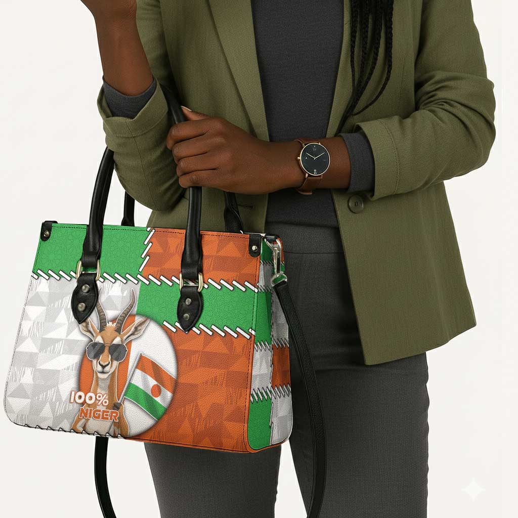 Niger Leather Bag Dama Gazelle Waving Flag Funny Style
