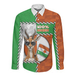 Personalized Niger Long Sleeve Button Shirt Dama Gazelle Waving Flag Funny Style