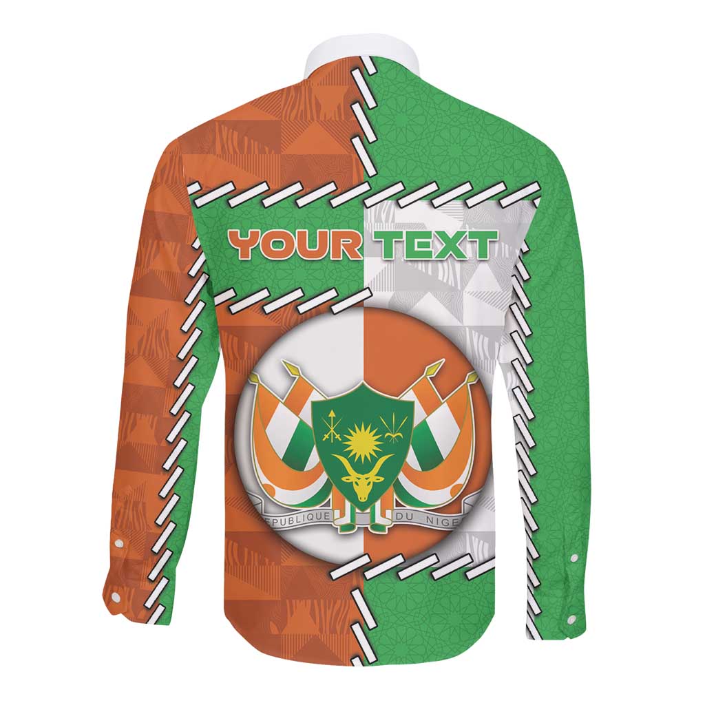 Personalized Niger Long Sleeve Button Shirt Dama Gazelle Waving Flag Funny Style