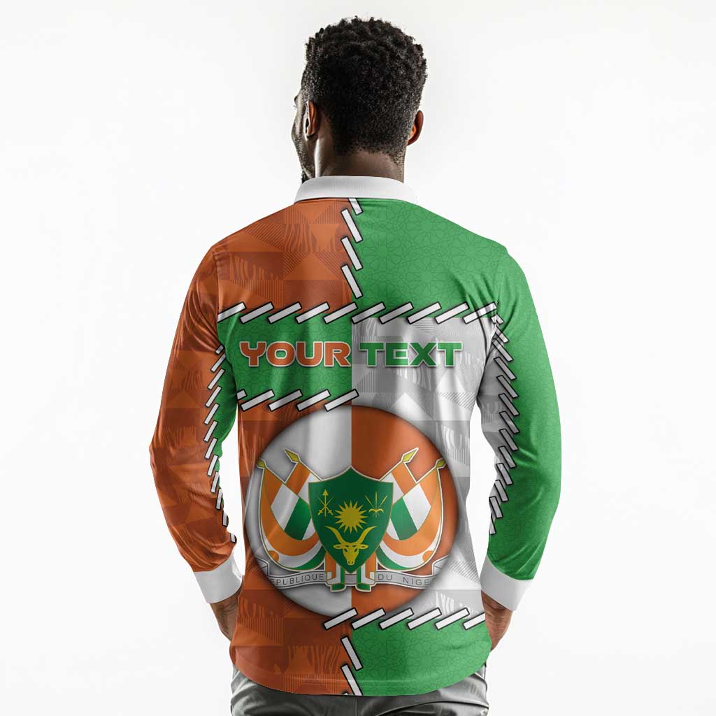 Personalized Niger Long Sleeve Polo Shirt Dama Gazelle Waving Flag Funny Style