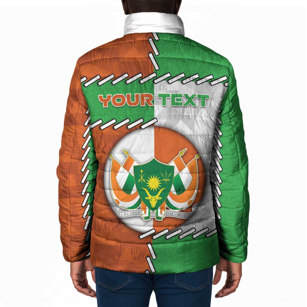 Personalized Niger Padded Jacket Dama Gazelle Waving Flag Funny Style