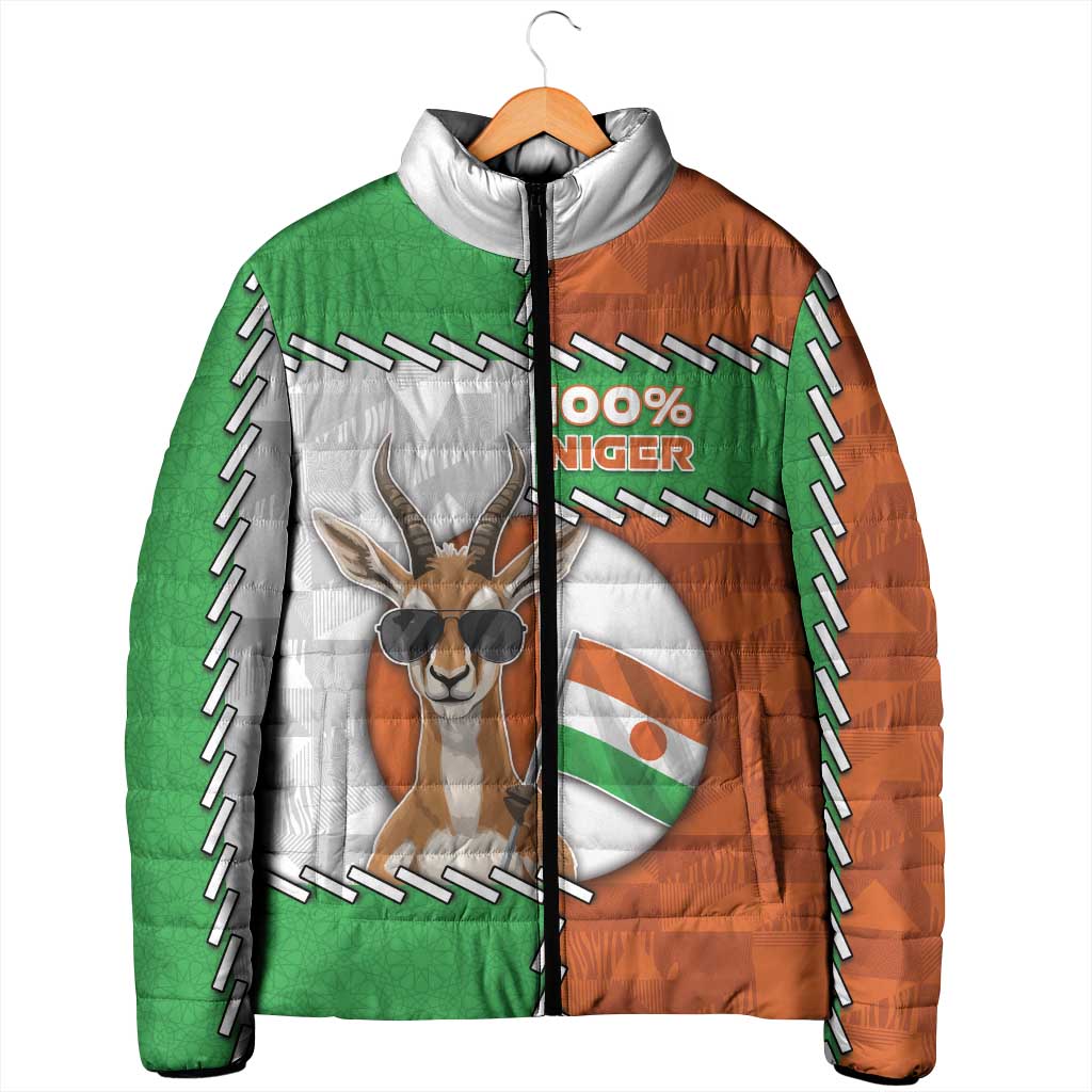 Personalized Niger Padded Jacket Dama Gazelle Waving Flag Funny Style