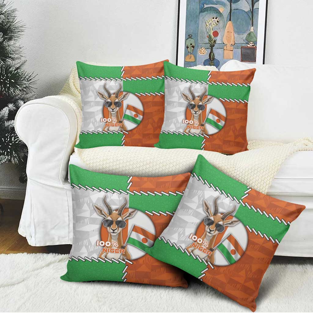 Niger Pillow Cover Dama Gazelle Waving Flag Funny Style