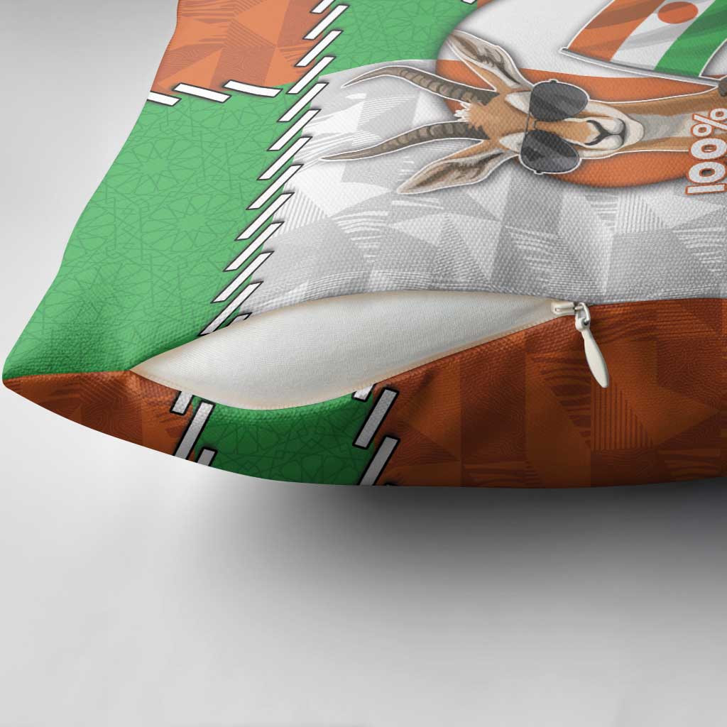 Niger Pillow Cover Dama Gazelle Waving Flag Funny Style