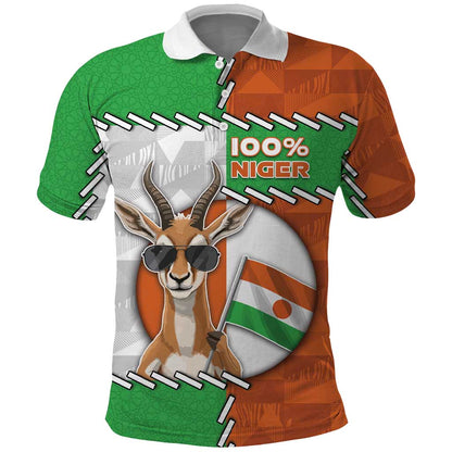 Personalized Niger Polo Shirt Dama Gazelle Waving Flag Funny Style