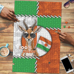 Niger Puzzle Dama Gazelle Waving Flag Funny Style
