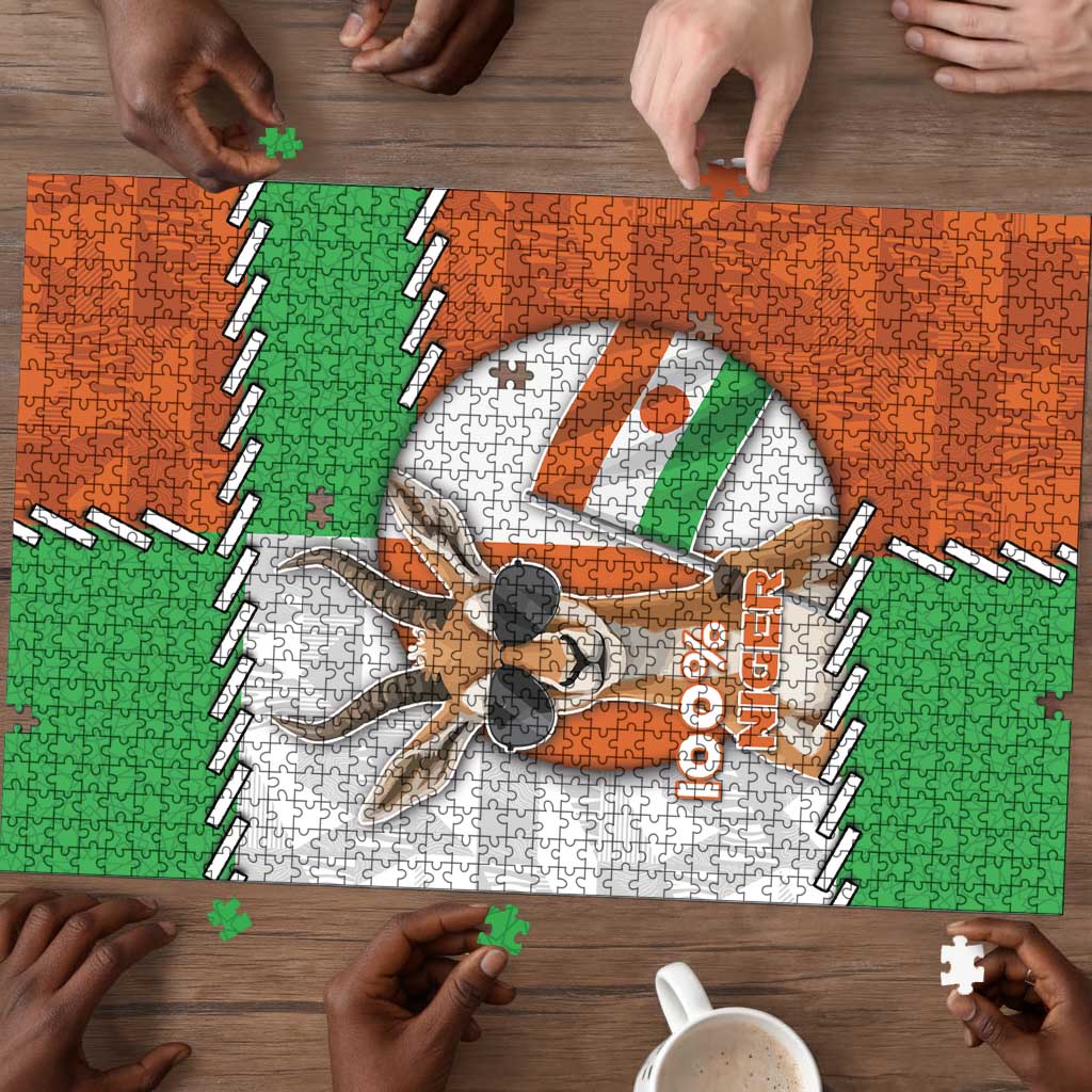 Niger Puzzle Dama Gazelle Waving Flag Funny Style