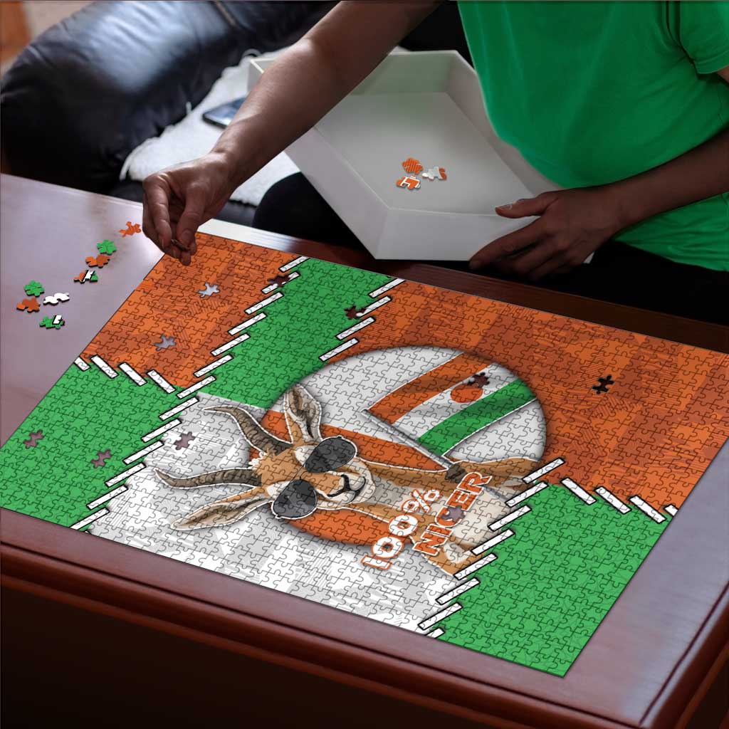 Niger Puzzle Dama Gazelle Waving Flag Funny Style