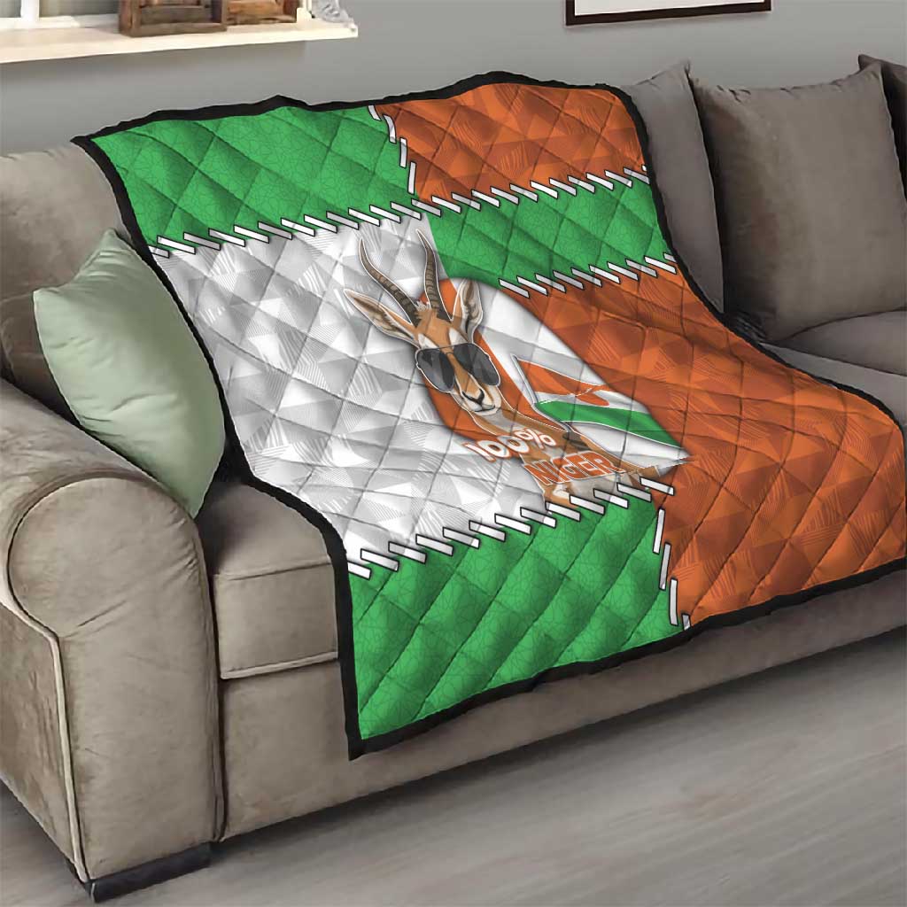 Niger Quilt Dama Gazelle Waving Flag Funny Style