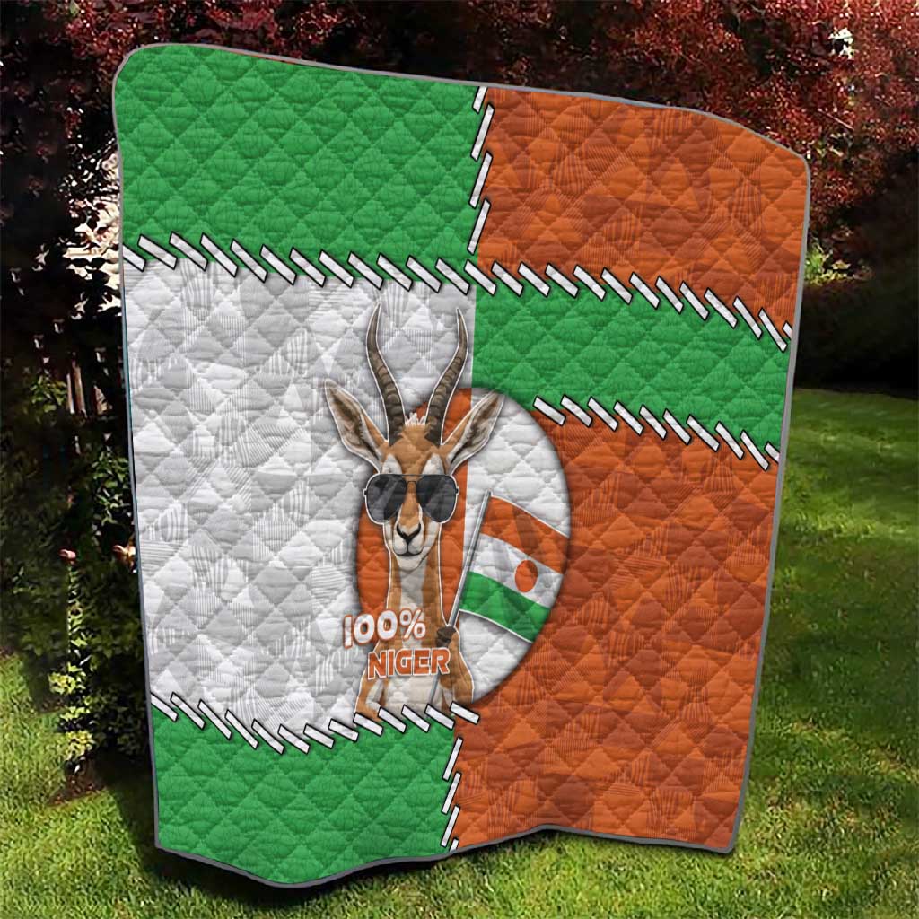 Niger Quilt Dama Gazelle Waving Flag Funny Style