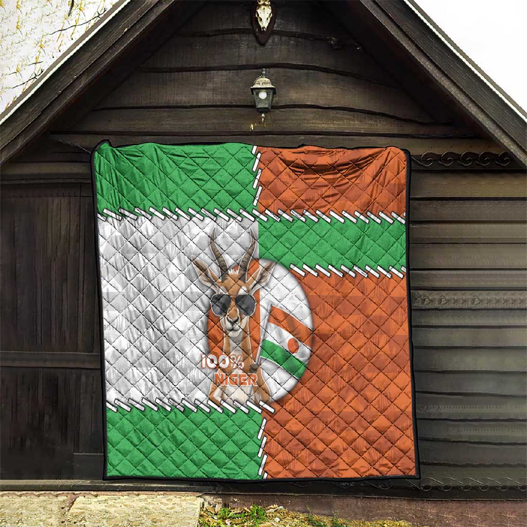 Niger Quilt Dama Gazelle Waving Flag Funny Style