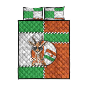 Niger Quilt Bed Set Dama Gazelle Waving Flag Funny Style