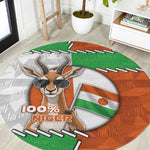 Niger Round Carpet Dama Gazelle Waving Flag Funny Style