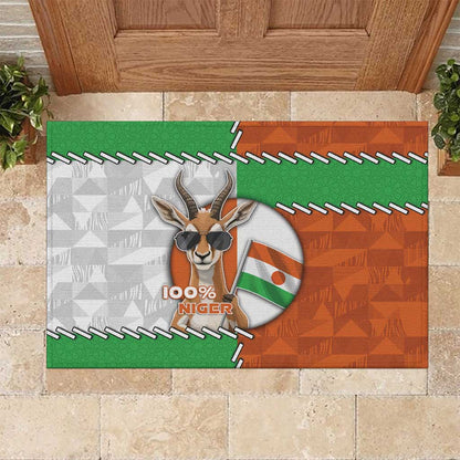 Niger Rubber Doormat Dama Gazelle Waving Flag Funny Style
