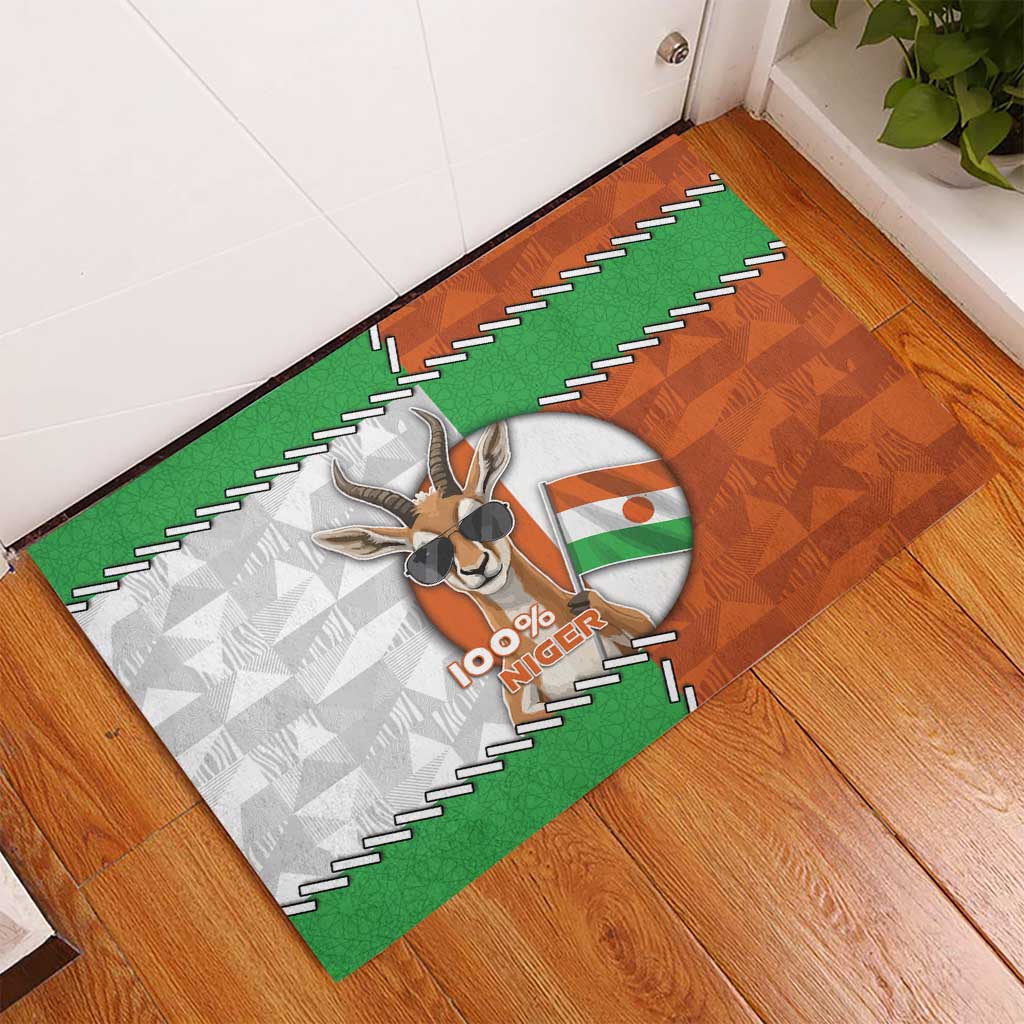 Niger Rubber Doormat Dama Gazelle Waving Flag Funny Style