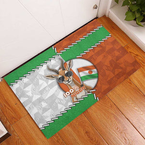 Niger Rubber Doormat Dama Gazelle Waving Flag Funny Style