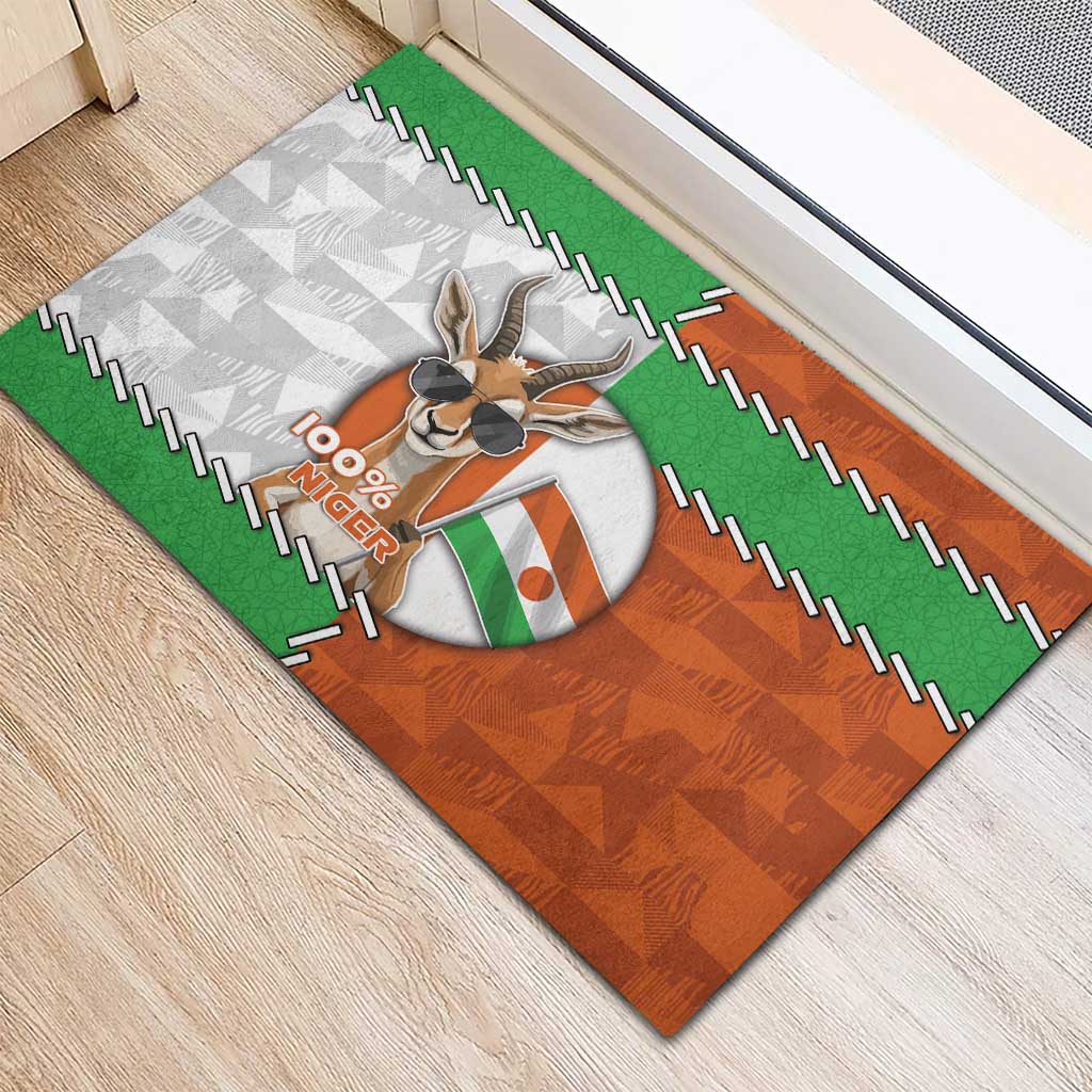 Niger Rubber Doormat Dama Gazelle Waving Flag Funny Style