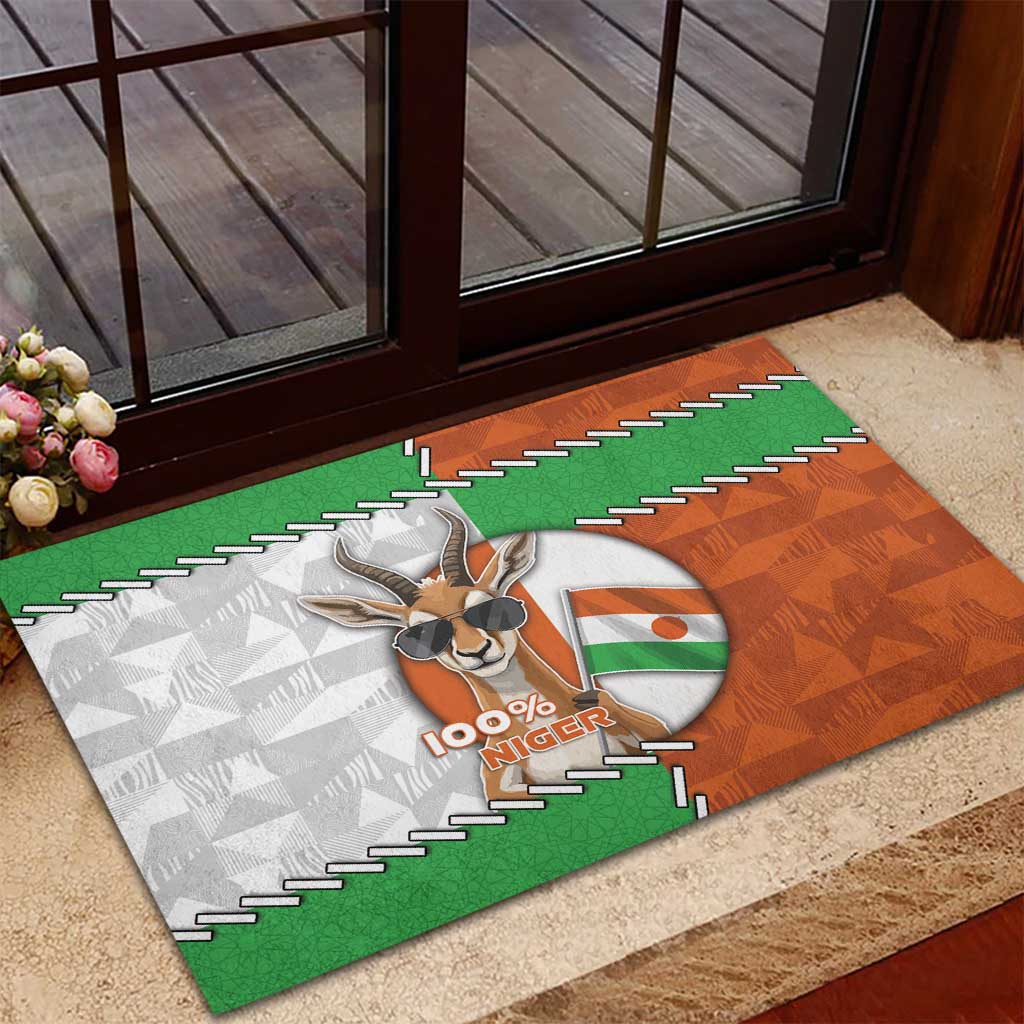 Niger Rubber Doormat Dama Gazelle Waving Flag Funny Style