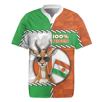 Personalized Niger Rugby Jersey Dama Gazelle Waving Flag Funny Style
