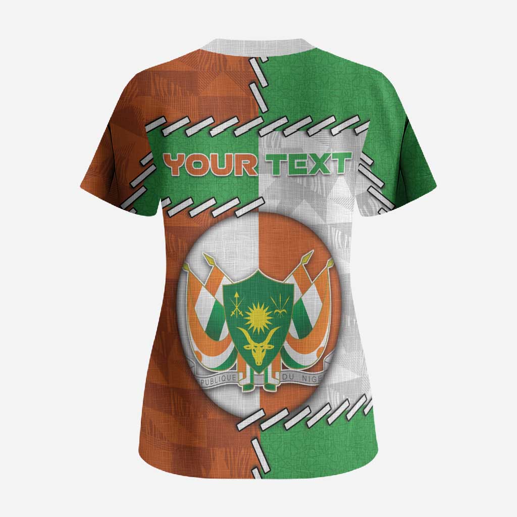 Personalized Niger Scrub Top Dama Gazelle Waving Flag Funny Style