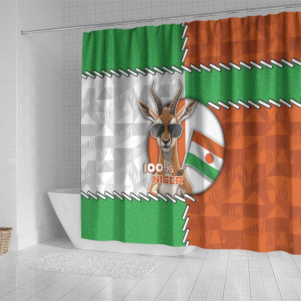 Niger Shower Curtain Dama Gazelle Waving Flag Funny Style