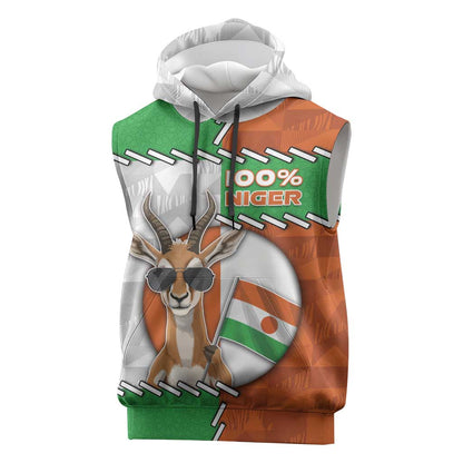 Personalized Niger Sleeveless Hoodie Dama Gazelle Waving Flag Funny Style