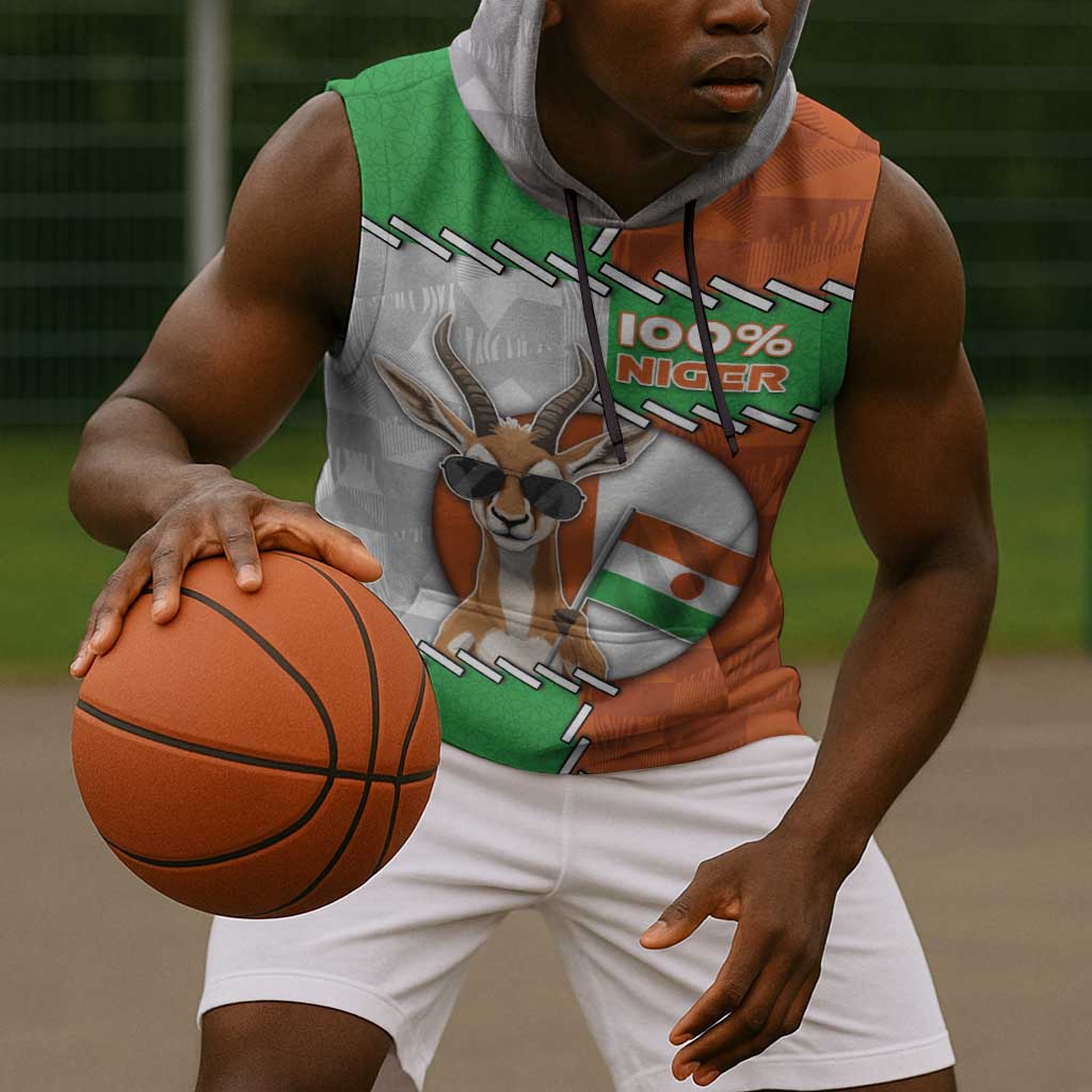 Personalized Niger Sleeveless Hoodie Dama Gazelle Waving Flag Funny Style