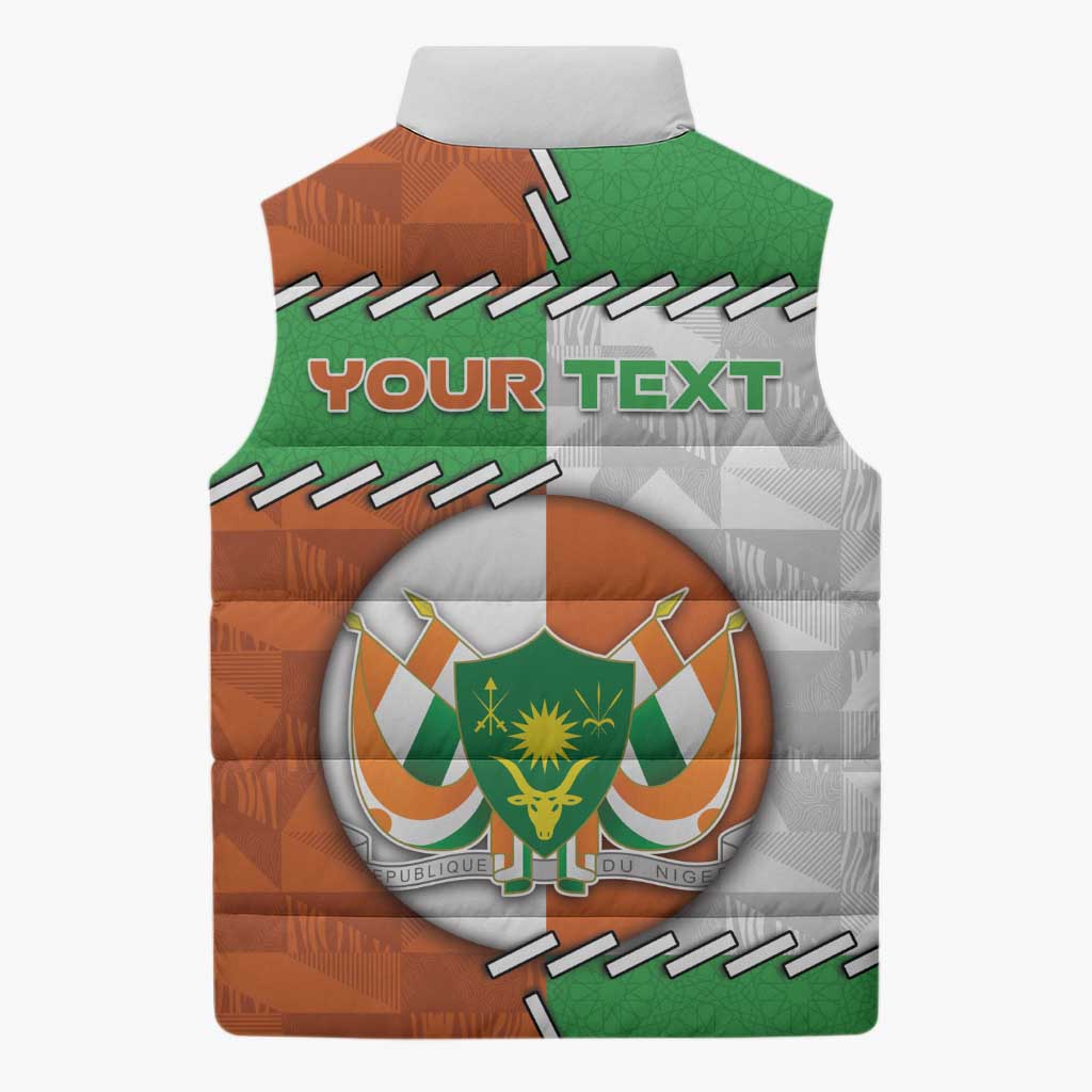 Personalized Niger Sleeveless Puffer Jacket Dama Gazelle Waving Flag Funny Style